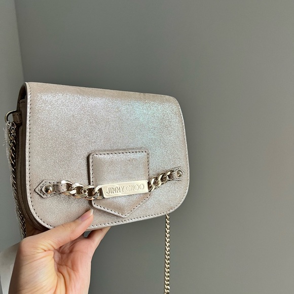 Shimmer leather Jimmy Choo cross body mini bag - Picture 5 of 12